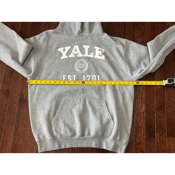Yale Champion Hoodie Sweatshirt Large Gray Pullover Preppy VTG - Picture 3 of 5